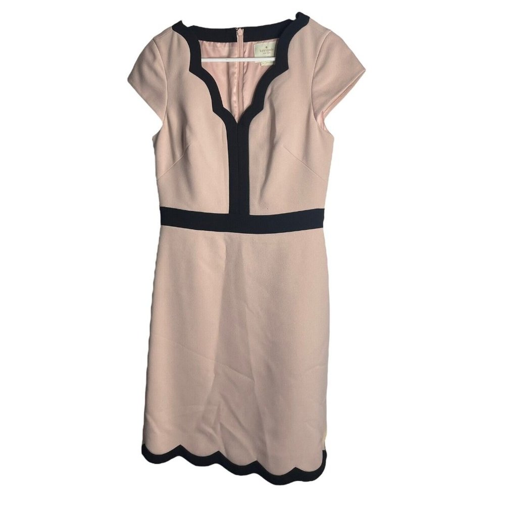 kate spade Pink and Black Scalloped Sheath Dress